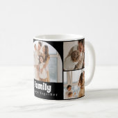 Gezinsfotocollage - 5 foto's en aangepaste tekst koffiemok (Voorkant rechts)