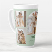 Gezinsfotocollage - 5 foto's en aangepaste tekst latte mok (Linkerhoek)