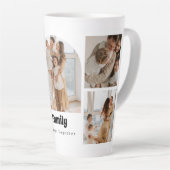 Gezinsfotocollage - 5 foto's en aangepaste tekst latte mok (Rechterhoek)