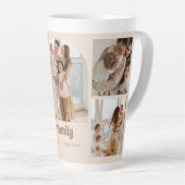 Gezinsfotocollage - 5 foto's en aangepaste tekst latte mok (Rechterhoek)