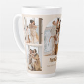 Gezinsfotocollage - 5 foto's en aangepaste tekst latte mok (Linkerhoek)