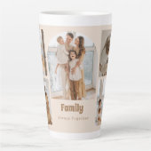Gezinsfotocollage - 5 foto's en aangepaste tekst latte mok (Voorkant)