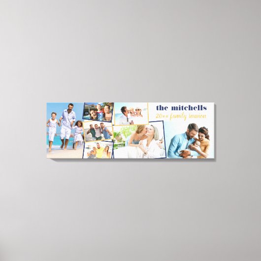 Gezinsfotocollage - 7 foto's en aangepaste tekst canvas afdruk (Voorkant)