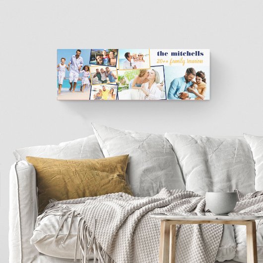 Gezinsfotocollage - 7 foto's en aangepaste tekst canvas afdruk