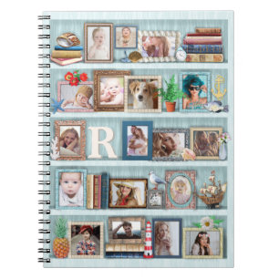 Gezinsfotocollage Beach Bookcase gepersonaliseerd Notitieboek