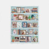 Gezinsfotocollage Beach Bookcase, speciaal geperso Fleece Deken (Voorkant)