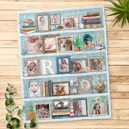 Gezinsfotocollage Beach Bookcase, speciaal geperso Fleece Deken