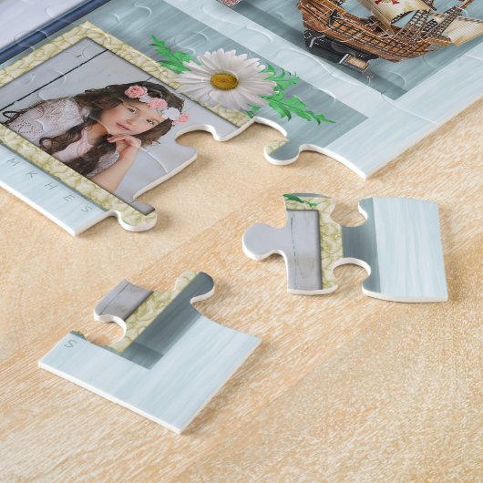 Gezinsfotocollage Beach Bookcase, speciaal geperso Legpuzzel (Zijkant)