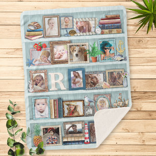Gezinsfotocollage Beach Bookcase, speciaal geperso Sherpa Deken