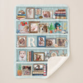 Gezinsfotocollage Beach Bookcase, speciaal geperso Sherpa Deken (Voorkant)