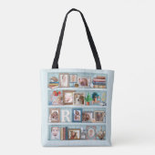 Gezinsfotocollage Beach Bookcase, speciaal geperso Tote Bag (Achterkant)