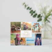 Gezinsfotocollage Feliz Navidad Kerstmis Feestdagenkaart (Staand voorkant)