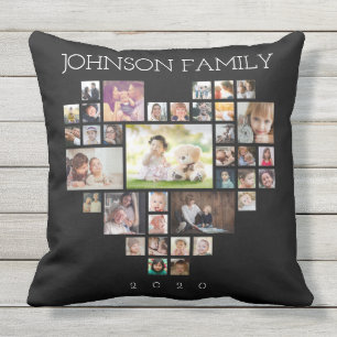 Gezinsfotocollage (foto's en tekst aanpassen) buitenkussen