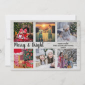 Gezinsfotocollage Merry en Bright Kerstmis Ho Feestdagenkaart (Voorkant)