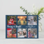 Gezinsfotocollage Merry en heldere kerst Feestdagenkaart (Staand voorkant)