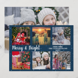 Gezinsfotocollage Merry en heldere kerst Feestdagenkaart