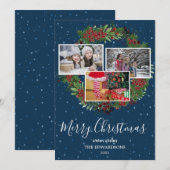Gezinsfotocollage Merry kerst rustic Holida Feestdagenkaart (Voorkant / Achterkant)