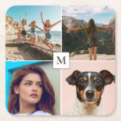 Gezinsfotocollage monogram kartonnen onderzetters (Voorkant)