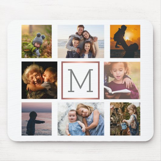 Gezinsfotocollage monogram muismat (Voorkant)