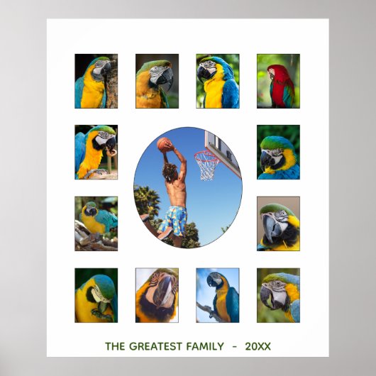 Gezinsfotocollage monogram poster (Voorkant)