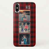 Gezinsfotocollage monogram | Rode buffelplaat Case-Mate iPhone Case (Achterkant)