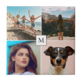 Gezinsfotocollage monogram  tegeltje (Voorkant)