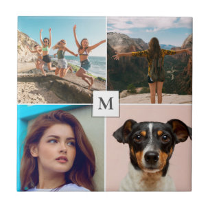 Gezinsfotocollage monogram  tegeltje