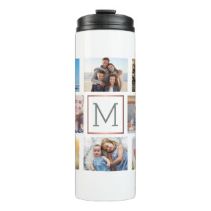 Gezinsfotocollage monogram thermosbeker