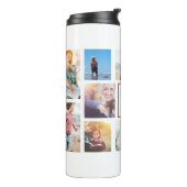 Gezinsfotocollage monogram thermosbeker (Gedraaid links)