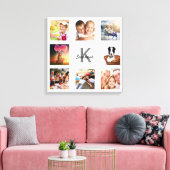 Gezinsfotocollage monogram wit canvas afdruk (Insitu (Woonkamer))