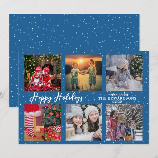 Gezinsfotocollage Prettige feestdagen Kerstmis Feestdagenkaart (Voorkant / Achterkant)