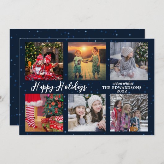 Gezinsfotocollage Prettige feestdagen Kerstmis Feestdagenkaart (Voorkant / Achterkant)