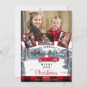 Gezinsfotocollage, Pset, Kerstmis, Red Truck Feestdagenkaart (Voorkant)