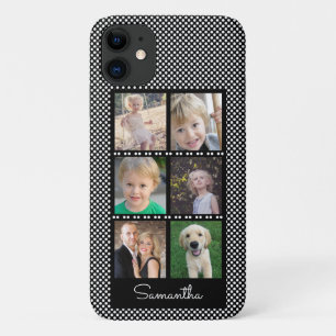 Gezinsfotocollage roze met witte Stippen Case-Mate iPhone Case