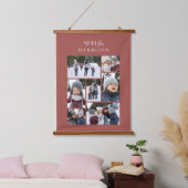Gezinsfotocollage rustige monogram stoffige roos hangend wandkleed (Slaapkamer)