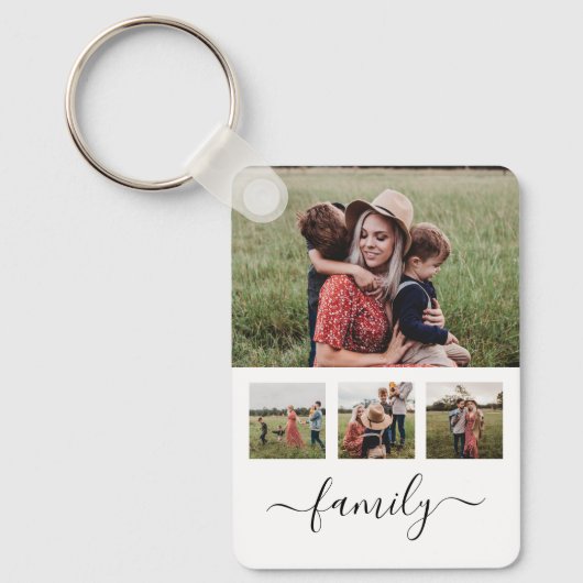Gezinsfotocollage, speciaal aangepast sleutelhanger (Voorkant)