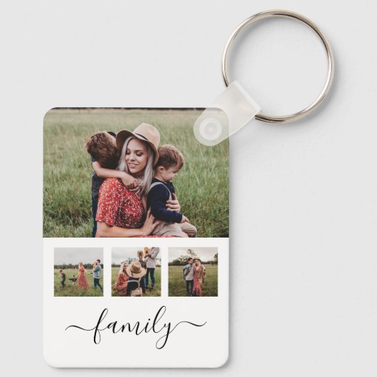 Gezinsfotocollage, speciaal aangepast sleutelhanger (Achterkant)