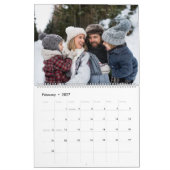 Gezinsfotocollage stijlvol, modern zwart wit kalender (Feb 2027)