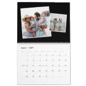 Gezinsfotocollage stijlvol, modern zwart wit kalender (Mar 2027)