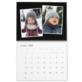 Gezinsfotocollage stijlvol, modern zwart wit kalender (Jan 2027)