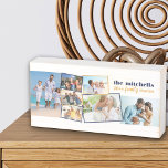 Gezinsfotocollage - voeg 7 foto's en aangepaste te houten kist print<br><div class="desc">Creëer uw eigen fotoblok en voeg uw aangepaste tekst toe - ideaal voor familiereünie of vakantiefoto's. De fotosjabloon staat voor u klaar om 7 van uw favoriete afbeeldingen toe te voegen die automatisch worden weergegeven in een zigzag random afbeelding montage. Sommige afbeeldingen zijn omlijst, andere niet en worden weergegeven in...</div>