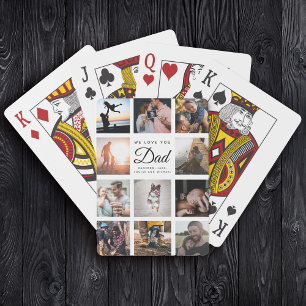 Gezinsfotocollage waar we van houden pokerkaarten