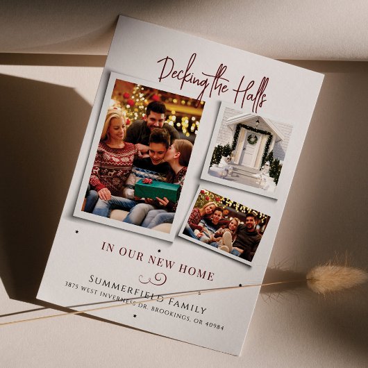 Gezinsfotocollage We hebben kerstabel verplaatst Feestdagenkaart