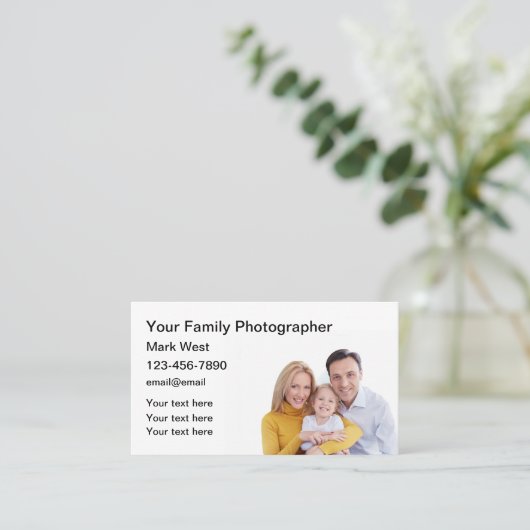 Gezinsfotograaf Eenvoudige Visitekaartjes (Staand voorkant)