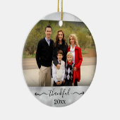 Gezinsfotojaar Thankful Blessed Kerstmis Keramisch Ornament (Rechts)