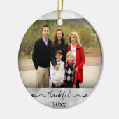 Gezinsfotojaar Thankful Blessed Kerstmis Keramisch Ornament (Links)