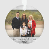 Gezinsfotojaar Thankful Blessed Kerstmis Ornament (achterkant)