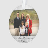 Gezinsfotojaar Thankful Blessed Kerstmis Ornament (voorkant)