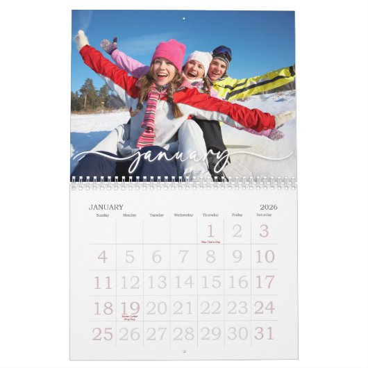 Gezinsfotokalender, bewerkbare aangepaste agenda kalender (Jan 2026)