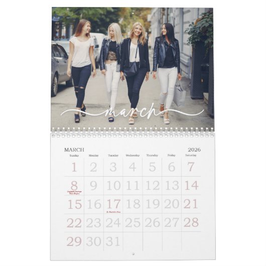 Gezinsfotokalender, bewerkbare aangepaste agenda kalender (Mar 2026)